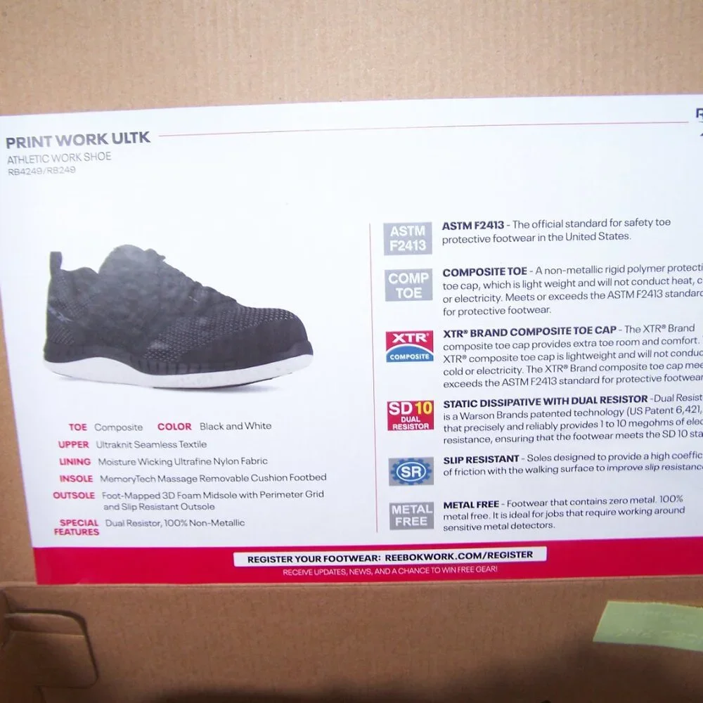 Reebok NWB Athletic Work Shoe Sz 10W - Picture 2 of 3